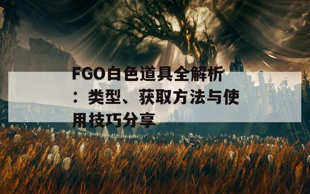 FGO白色道具全解析：类型、获取方法与使用技巧分享