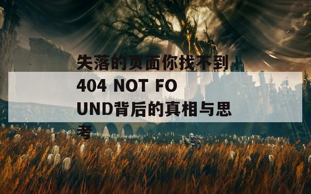 失落的页面你找不到 404 NOT FOUND背后的真相与思考