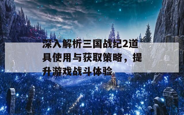 深入解析三国战纪2道具使用与获取策略，提升游戏战斗体验