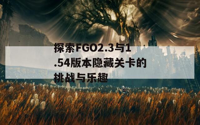 探索FGO2.3与1.54版本隐藏关卡的挑战与乐趣